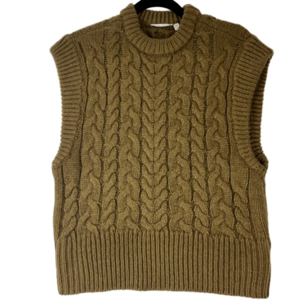 Cloth by Design Sweater Vest Womens Size S Cable-Knit Dark Academia